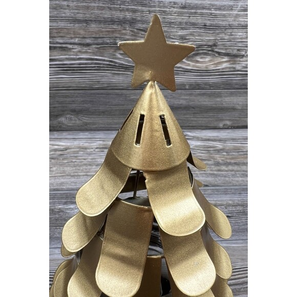 Scentsy All Aglow Small Gold Christmas Tree Pine Gold Metal Wax Warmer In Box - Picture 2 of 10
